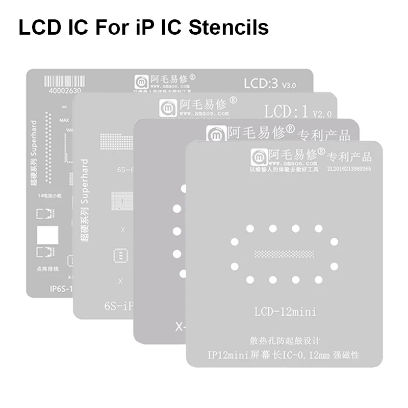 AMAOE LCD1-3 Magnetic BGA Reballing Stencil for IP15 14Pro 13PM 12 11 XR 8P LCD Screen IC Face ID Camera Repair Solder Tin Net