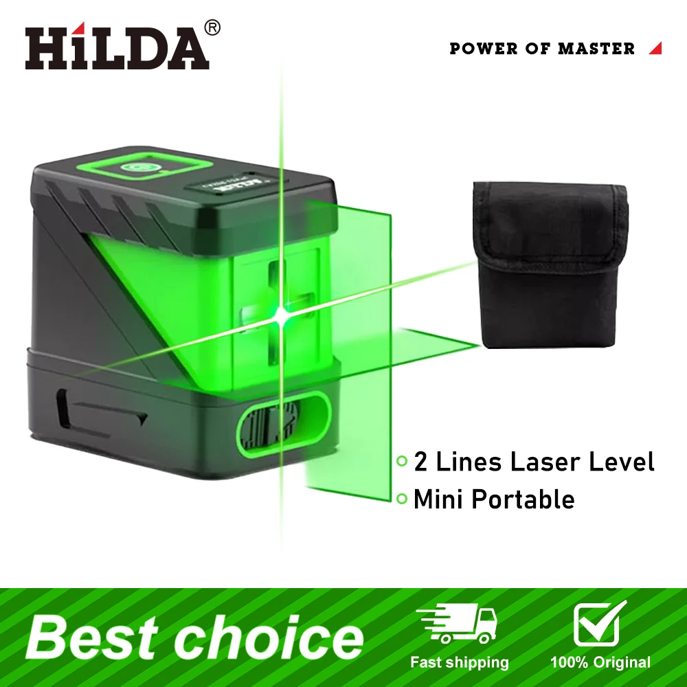 HILDA 2-lijnen laserniveau Zelfnivellerende groene balken Laser Horizontale en verticale kruislijn