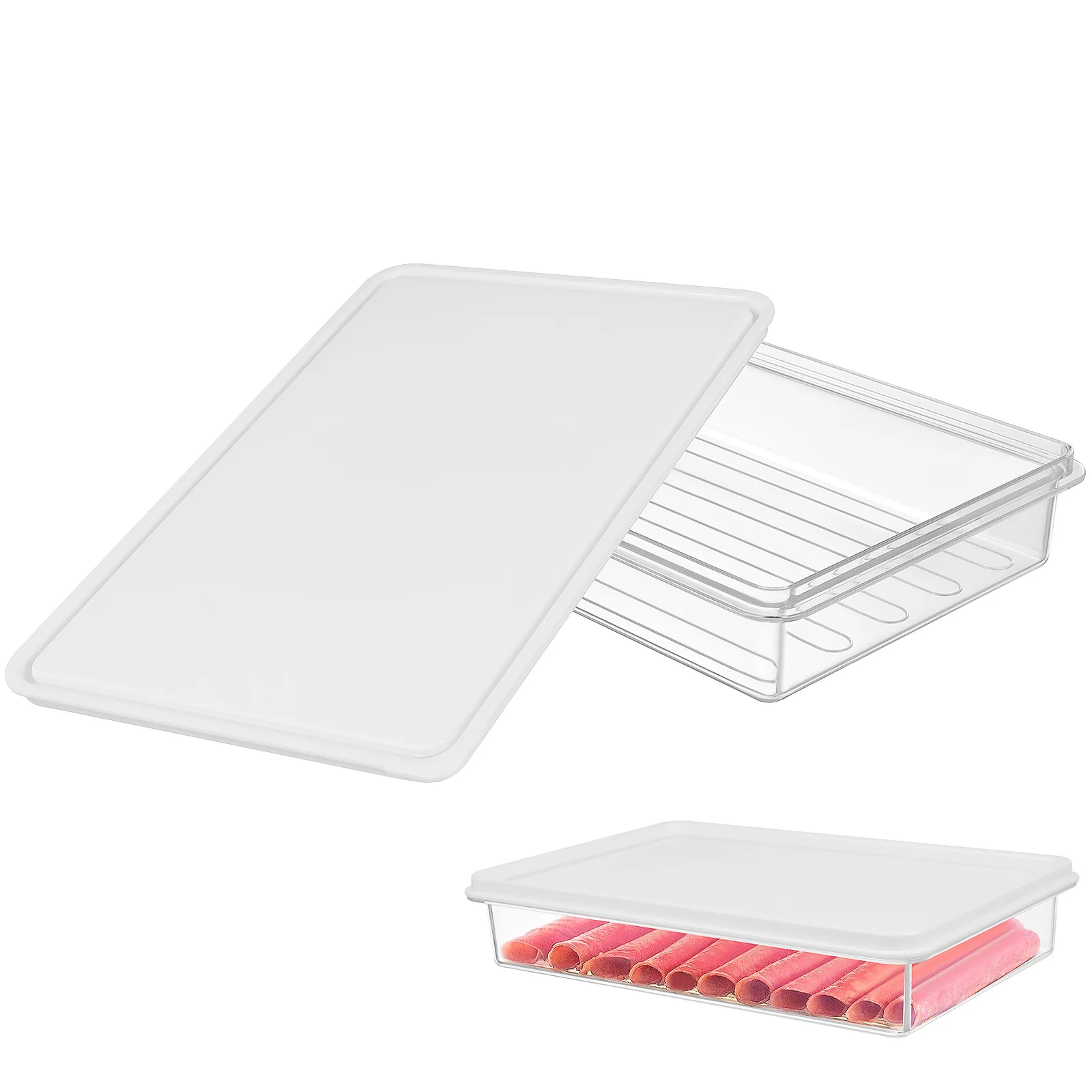 Bacon Storage Container Clear Meat Keeper for Refrigerator Food Preservation Box Stackable Freshness Sealed Lid Organizing