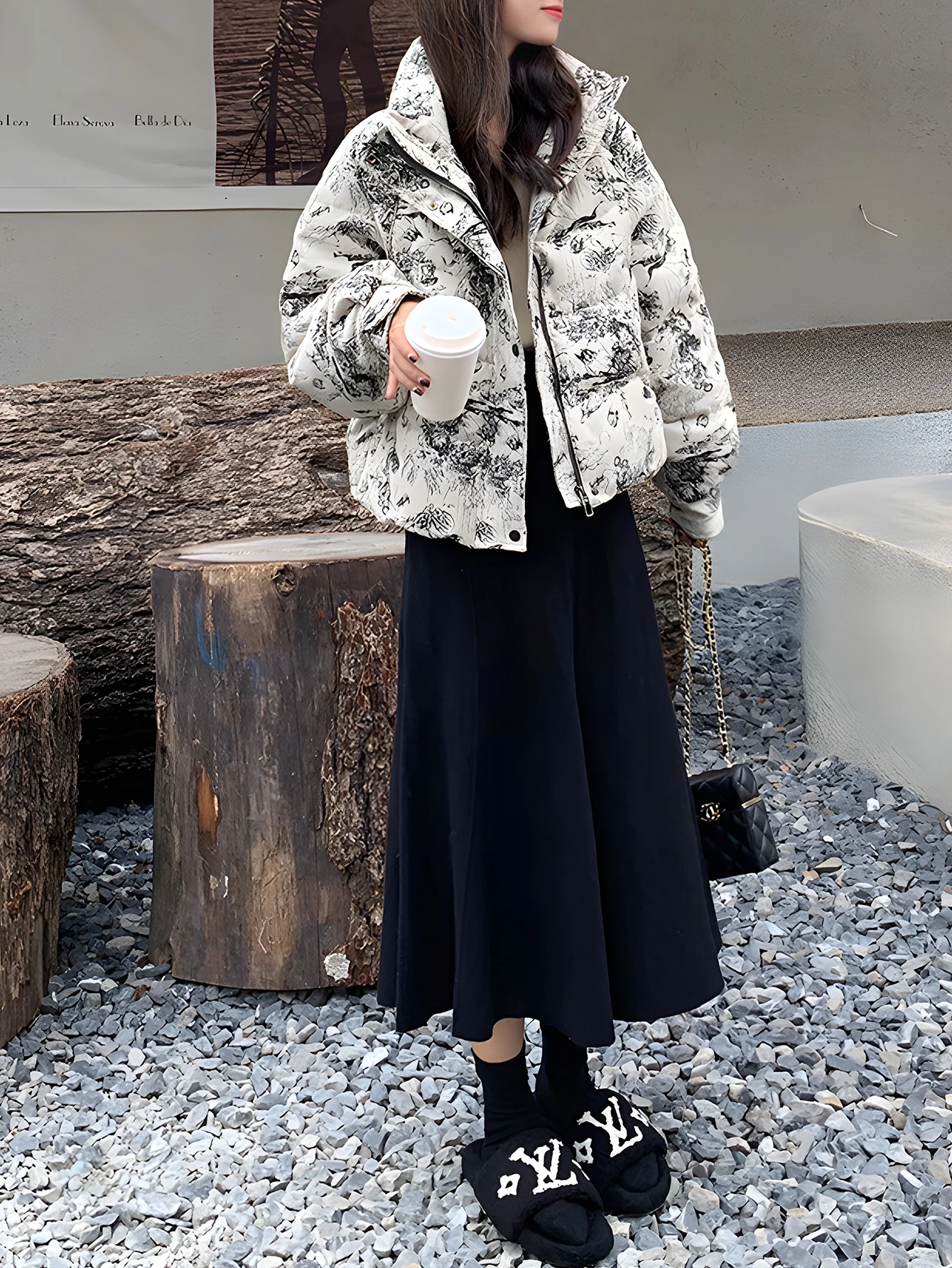 

Cotton-Padded Jacket Long Sleeve Casual Style Autumn Winter Clothes Straight Tube Sleeve No Decoration Women's Top