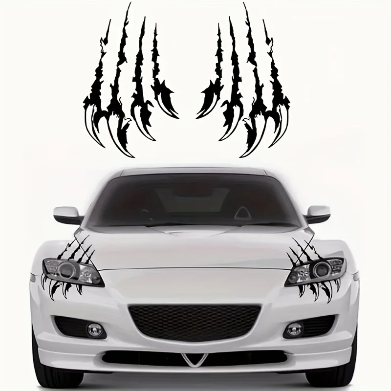 

2D Flat Set of 2 Sharp Claw Vinyl Stickers, Black Beast Design, Weatherproof Decal for Trucks, Laptops & Toolboxes