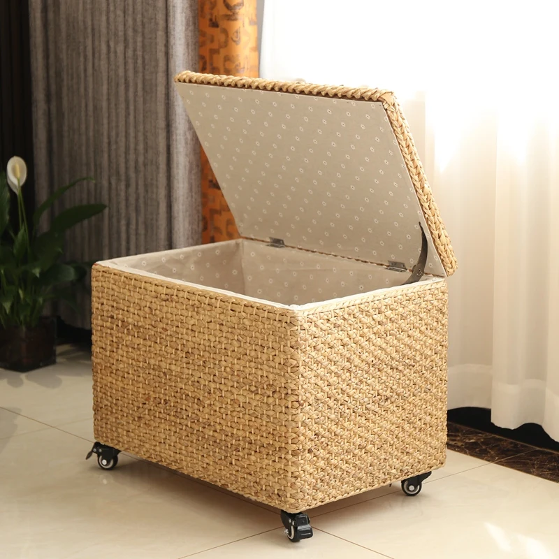 

Nordic Storage Ottoman with Wheels Movable Shoe Changing Bench Multipurpose Storage Seat Portable Clothing Storage Box