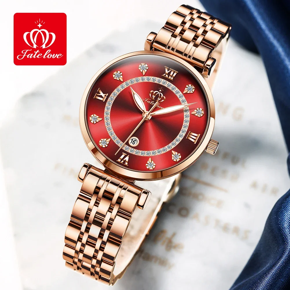 Fate Love 5866 Japan Quartz Movement Watch For Women Wristwatch Waterproof Calendar Ladies Hand Clock Elegant Women's Watches
