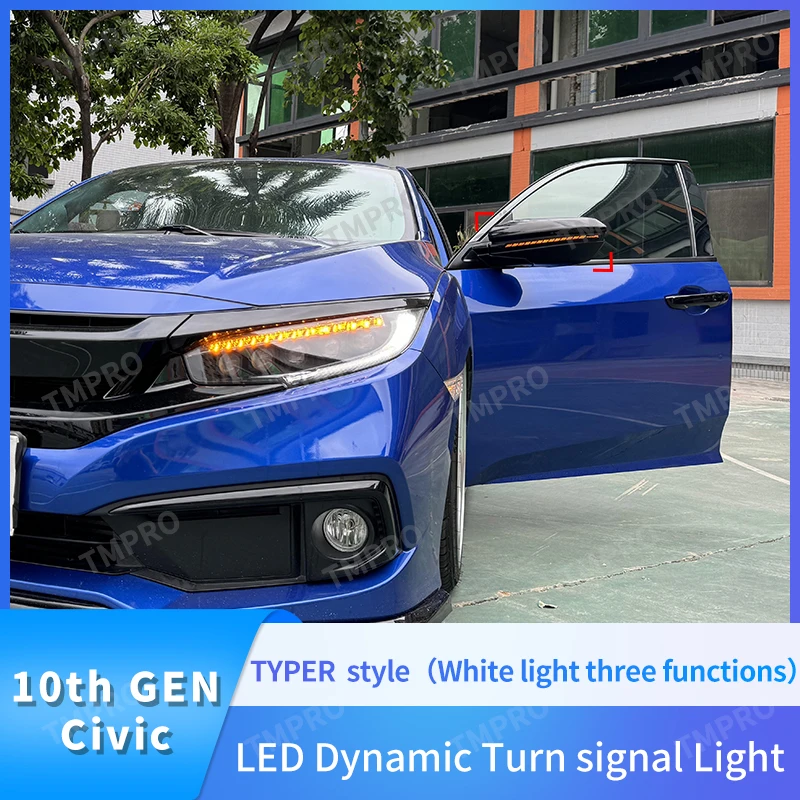 ใช้ได้กับ 2016-2021 Honda 10th Generation Civic Fling Light,กระจกมองหลัง,กระจกมองข้าง,LEDกระพริบไฟเลี้ยว