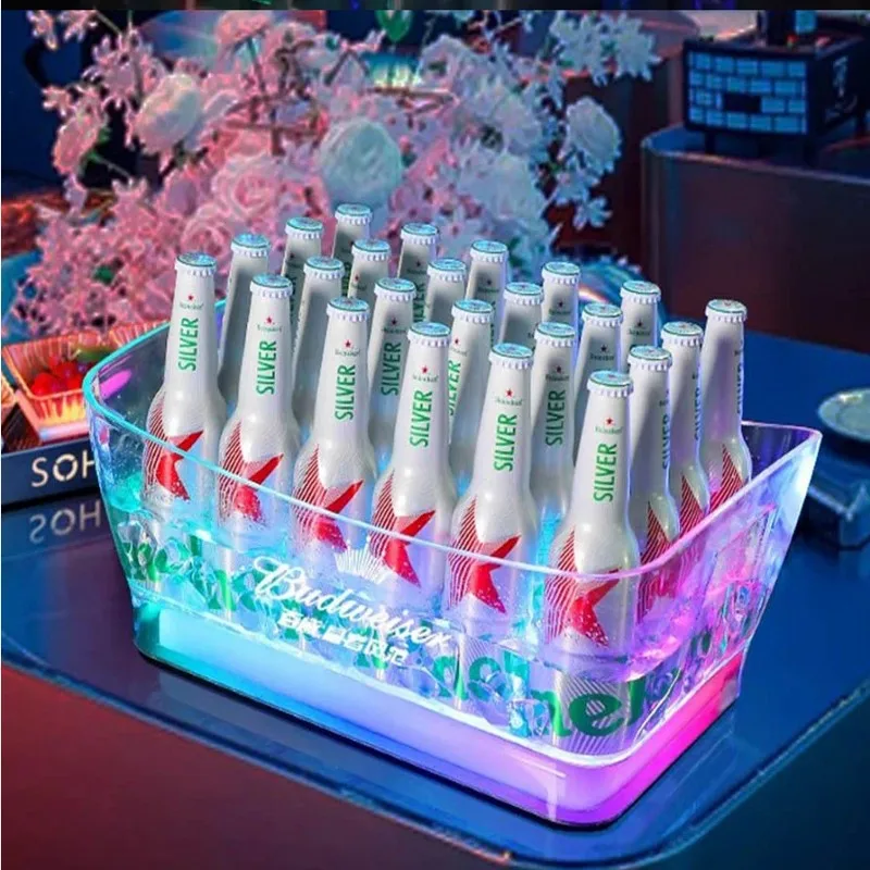 Rechargeable LED Luminous Ice Bucket Nightclub Champagne Beer Wine Bottle Cooler LED Ice Bucket For Wedding bar Nightclub Decor