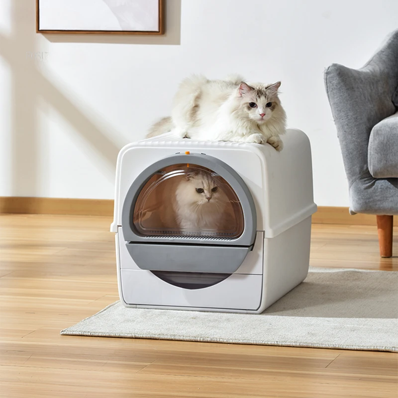 

Semi-automatic Intelligent Cat Litter Box Deodorant Easy To Clean Cat Toilet Fully Enclosed Feces Shovel Litter Box Cat Bedpans