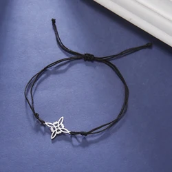 Skyrim Stainless Steel Witch Knot Pendant Bracelet for Women Men Jade Cord Rope Bracelets Wicca Witchcraft Amulet Jewelry Gift