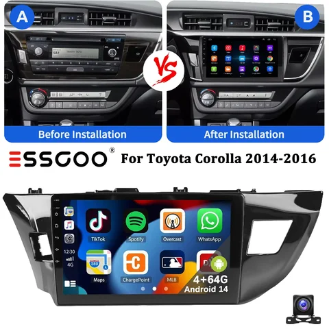 10.1" Android 14 Car Stereo Radio For Toyota Corolla Ralink 2013-2016 2 Din Multimedia Video Player GPS Navigation Carplay WIFI