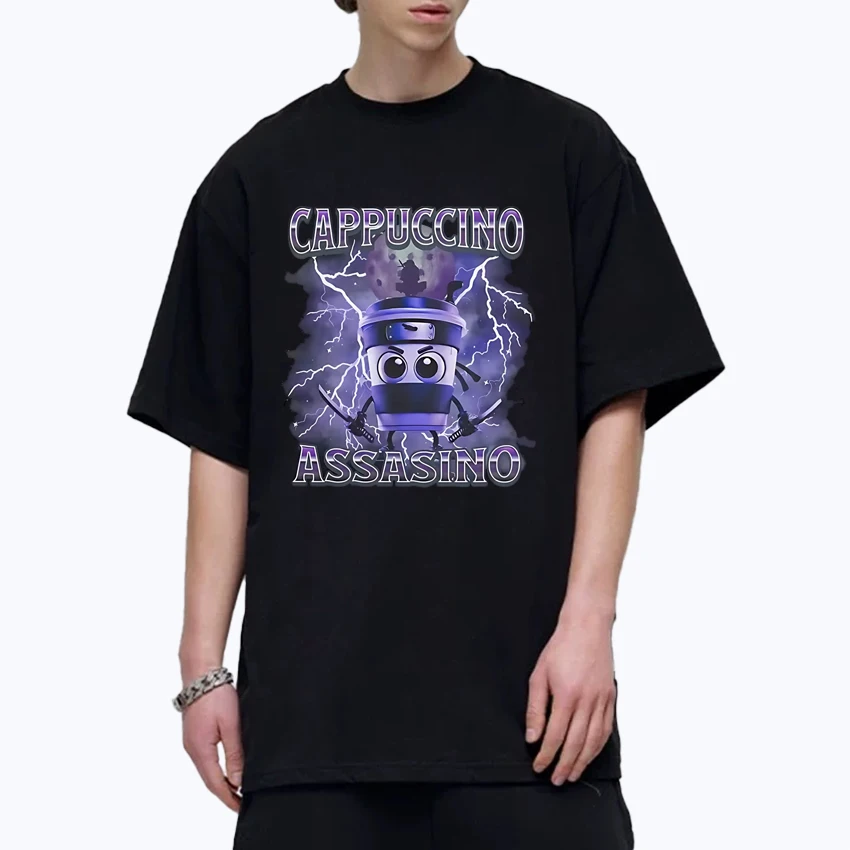 

Funny Cappuccino Assassino Italian Brainrot Graphic Tee shirt Summer Men Women Cotton short sleeve t-shirts Casual Unisex Tops