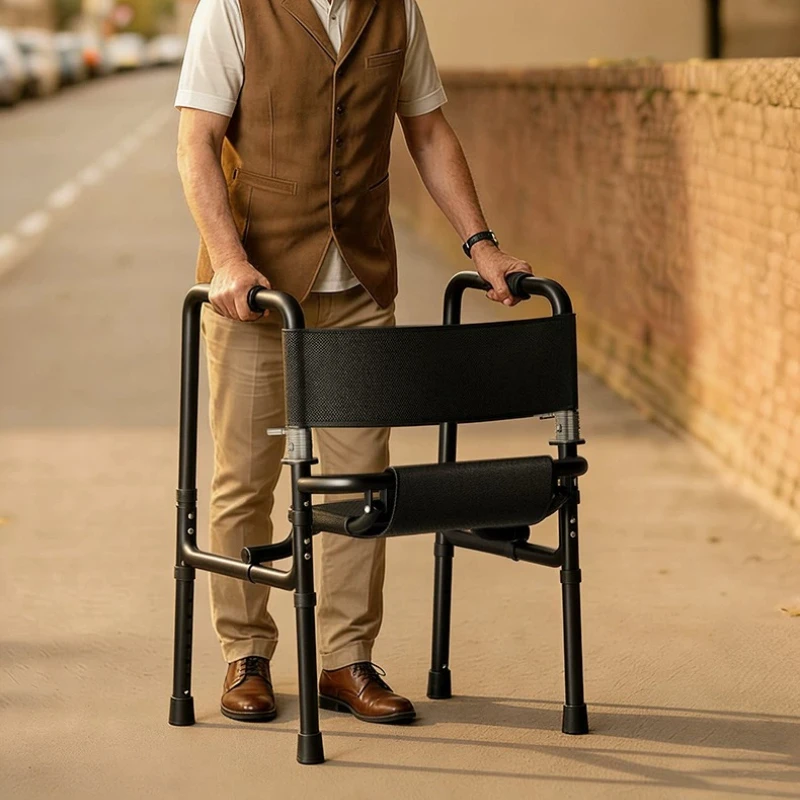 

New Foldable Rollator Walkers for Seniors with Seat 380 Lb Weight Capacity,Height Adjustable Lightweight Walkers for The Elderly