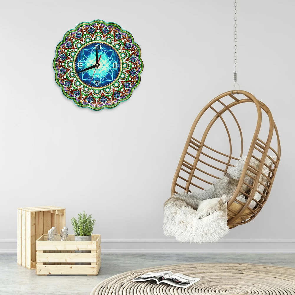 

Mandala Wall Clock DIY Specil Shape Rhinestones Cross Stitch Crystal Art Crafts