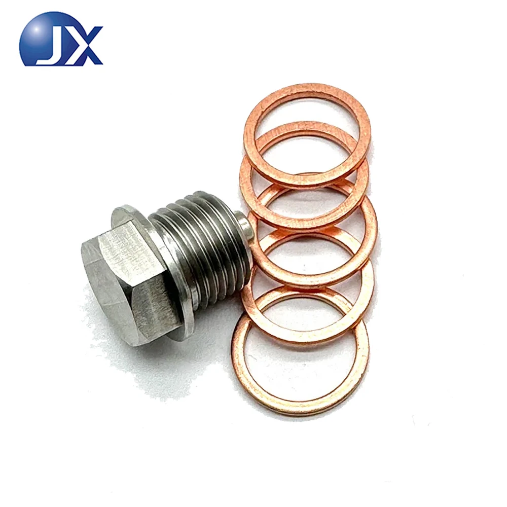 Stainless Steel Vehicle Parts Magnetic Oil Drain Plug Screw Nut M12 M14 M16 M18 M20 with 5pcs Copper Washers