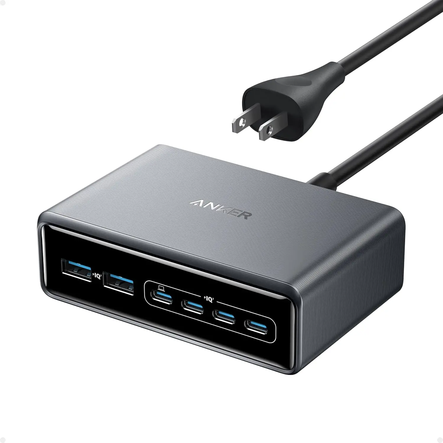 

Настольное зарядное устройство GaN на 200 Вт с 6 портами, быстрая зарядка USB-C для нескольких устройств, совместимо с iPhone, Galaxy, MacBook