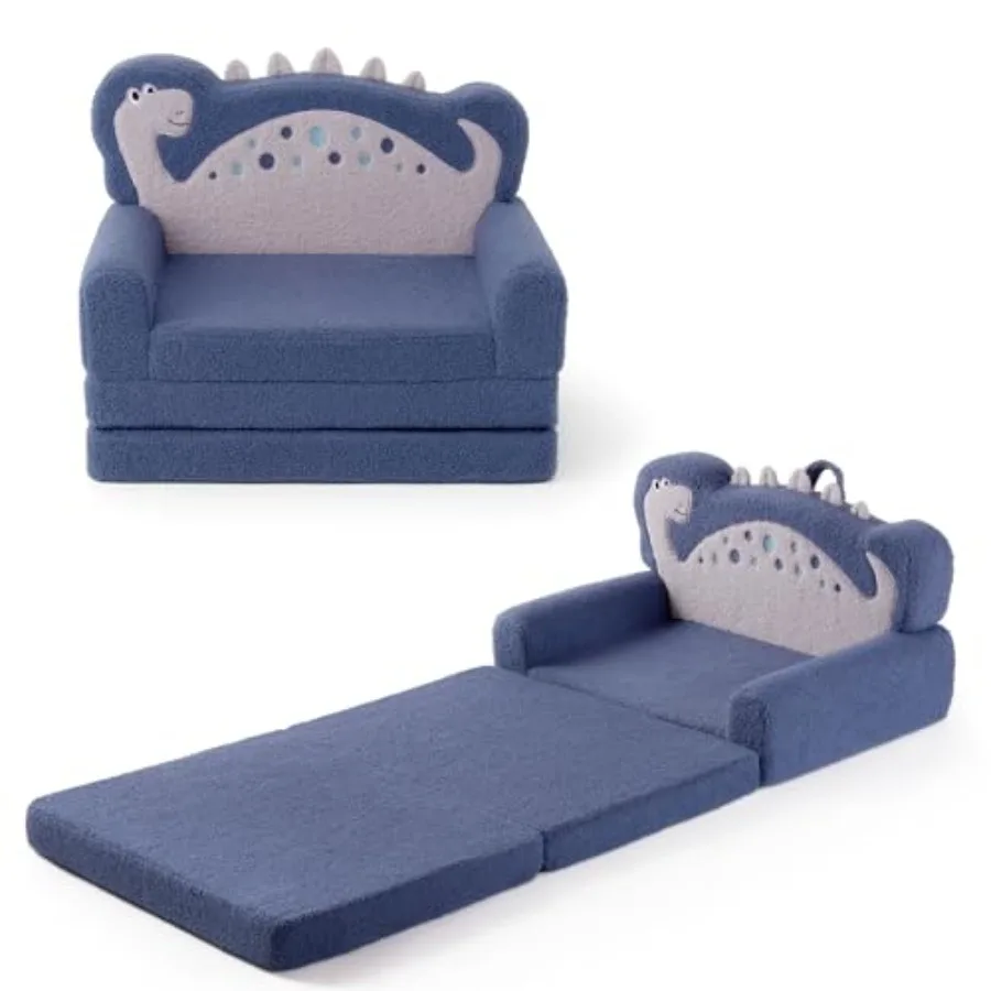 

Couch 2-in-1 Soft Toddler Couch Fold Out Toddler Chair Comfy Convertible Sofa to Lounger Furniture for Playroom Gift for Birthd