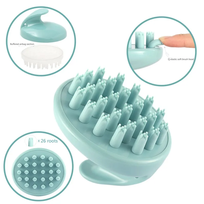 1PC Silicone Hair Shampoo Massage Combs Brush Accessory Nail Scalp Protect Tools Stress Relax Wet Dry Elastic Soft With 26 Roots