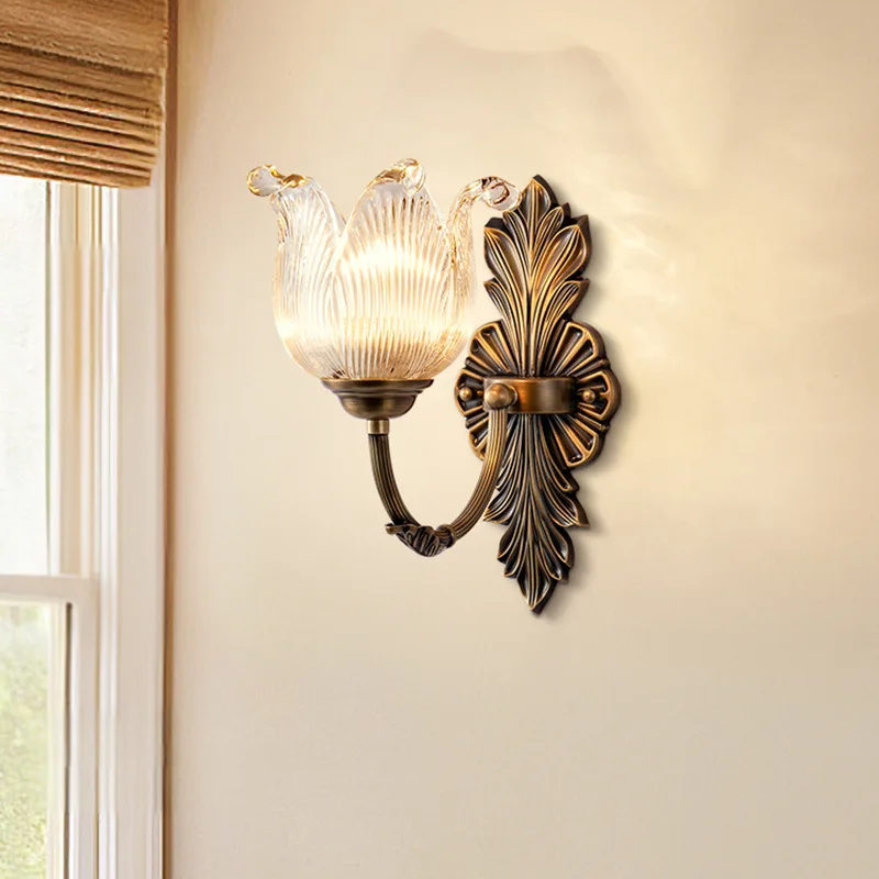 Copper Bedroom Bedside Wall Lamp American Vintage Staircase Lounge New Design Luxury Living Room Background 1/2 Arms Wall Light
