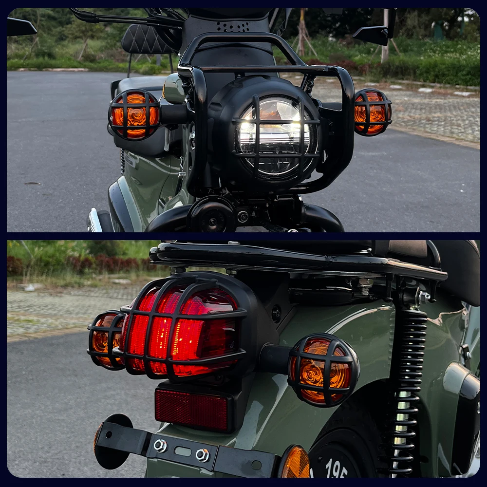 Motorcycle Matt Black Headlight Turn Signal Taillight Grill Cover For Honda Cross Cub 110 CC110  Cub Indicator Lamp Protector