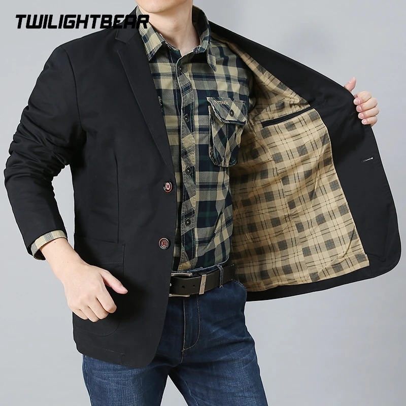 High Quality Men\'s Blazer Oversized Suit Jackets 5XL Pure Cotton Streetwear Casual Jacket Men Clothing Black Blazers AF5618