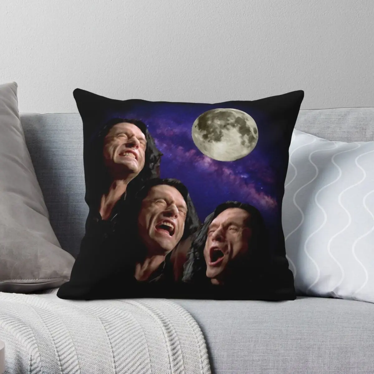 Three Tommy Wiseau Moon Square Pillowcase Polyester Linen Velvet Pattern Zip Decorative Pillow Case Cushion Case Wholesale 45x45