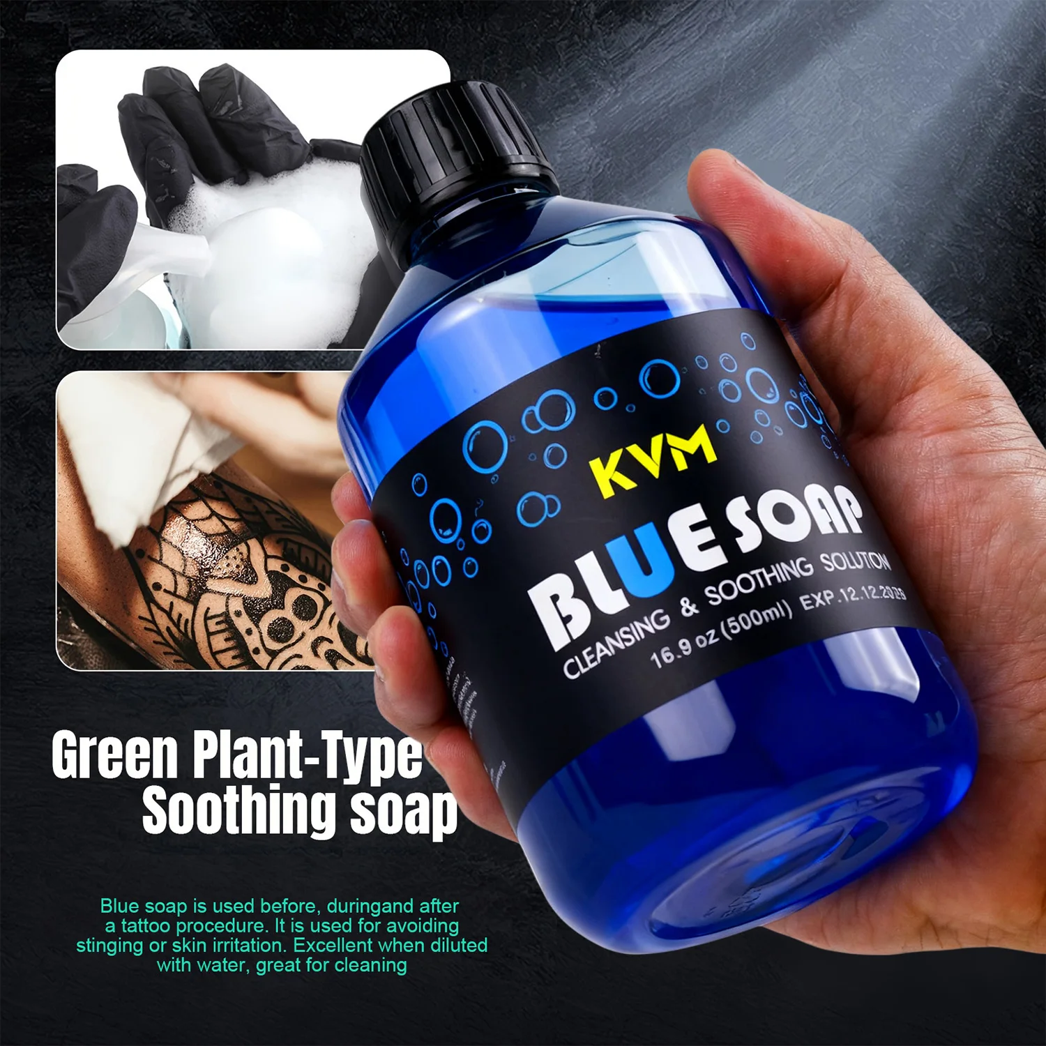 40/500ml Concentrating Tattoo Blue Soap Soothing Soap Solution with Tattoo Foam Diffuser Bottle Blue Algae Soap Cleaning Supply view 6