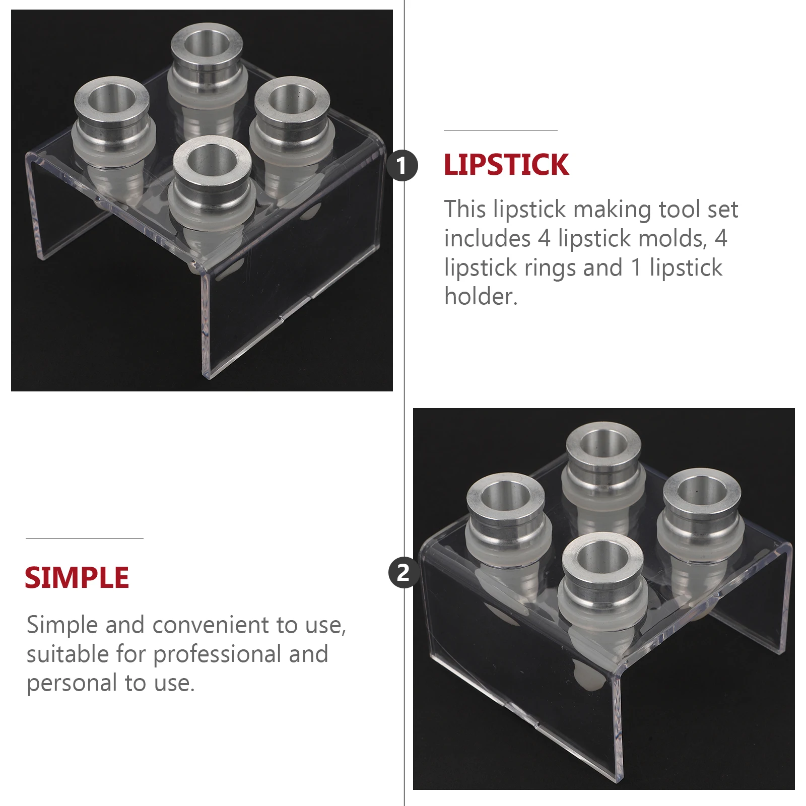 

DIY Lipstick 12 1mm Silicone 4 Molds 4 Lip Balm Making Tool Rings 1 Holder Kit Easy Demold Makeup Tool Balm Gift