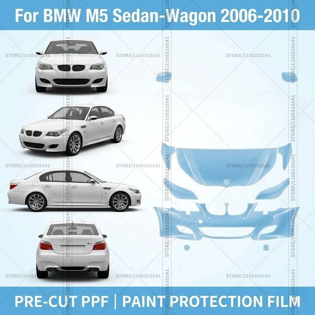 For BMW M5 Sedan-Wagon 2006-2010 Pre-Cut Paint Protection Film PPF Transparent Car Film Automotive PPF Front Kit Professional