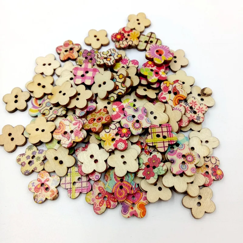 DIY houten spalk afdrukken perzik hart/pruimenbloesem/vijfpuntige ster/vierkante knop, liefde houtsnippers 100 per pak