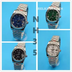 36MM 39MM Log Style Sapphire Glass Roman Numerals Dial Various Colors Stainless Steel Watch Japan NH35 Automatic Movement