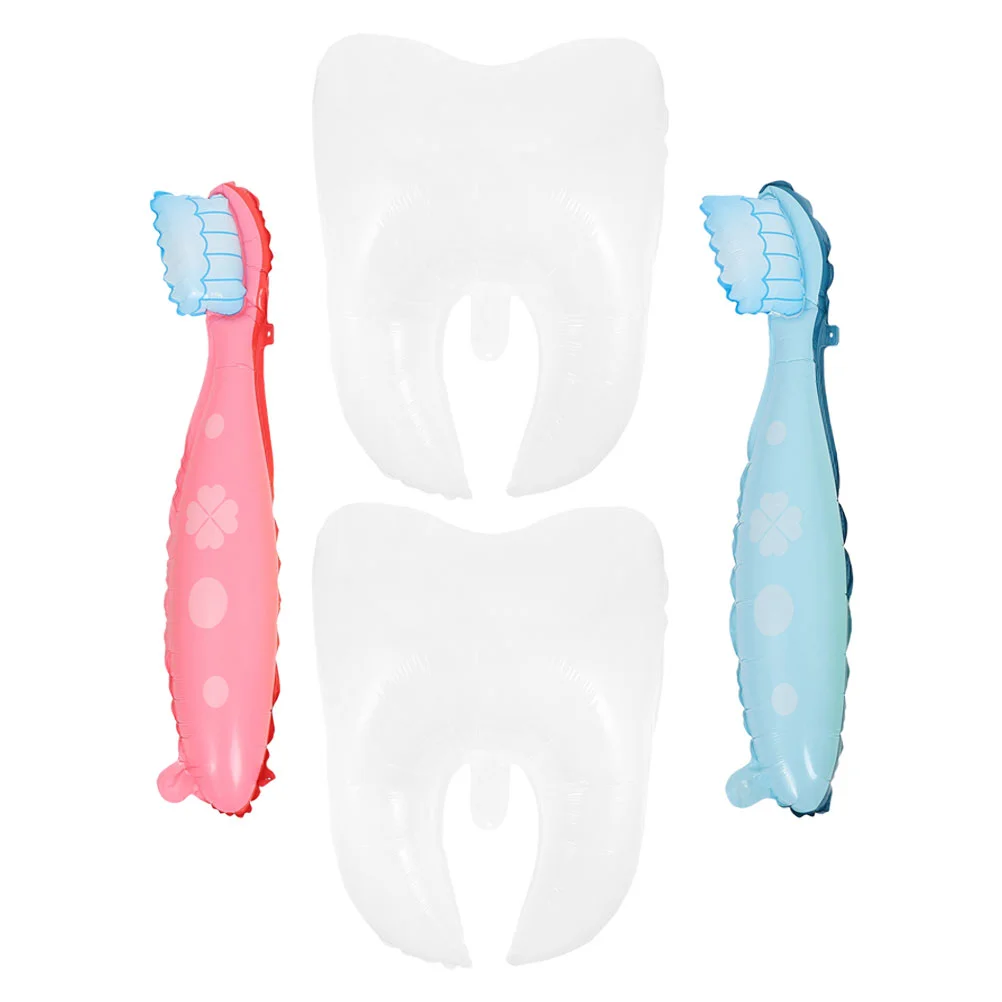 4pcs Teeth Care Party Balloons Oversized Toothbrush Tooth Shaped Foil Decorations Theme Graduation Baby Shower Easter