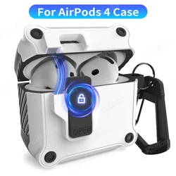 Security Lock Cover For Airpods 4 Case Full Body Protection Shockproof With Keychain Magnet Funda for Air Pods Earphone Cases