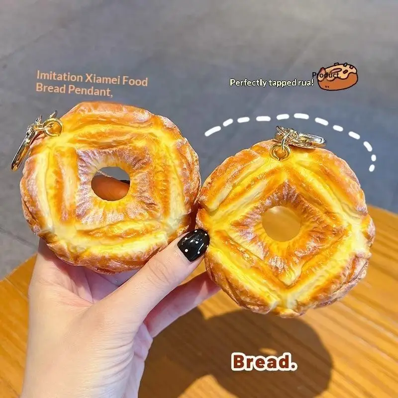 Simulation Food Donut Bread Key Chain Cute Creative Pendant Charm DIY Ornament for Handbag Backpack Graduation Gift