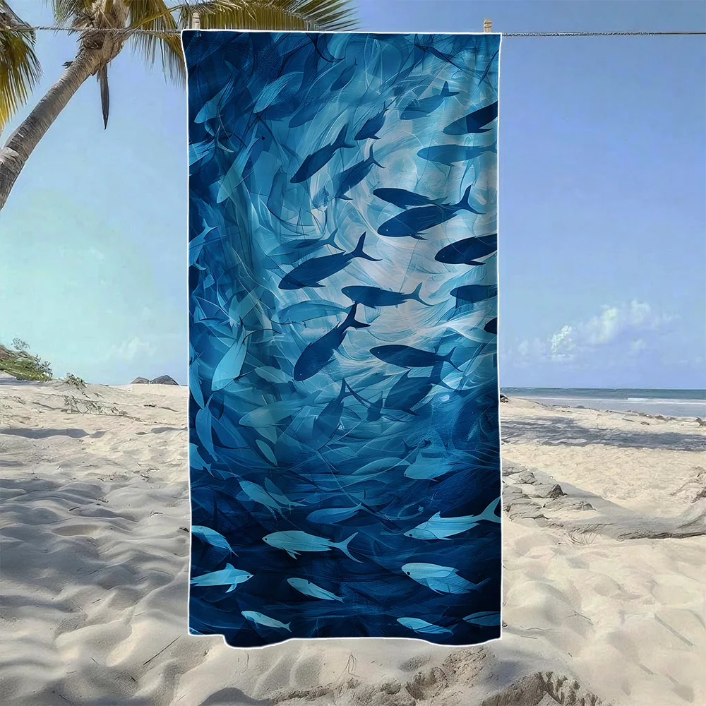 

Пляжное полотенце Abstract School of Fish Ocean, мягкое, быстросохнущее, идеально подходит для портативного использования на открытом воздухе, для плавания, кемпинга и летнего отдыха на пляже.