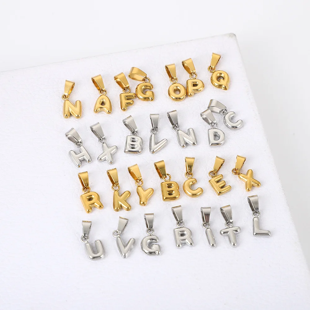 New ins Stainless Steel Mini Bubble Letter Charm For Women Girl Fashion 26 Letters A-Z Pendant Accessories DIY Jewelry Gift