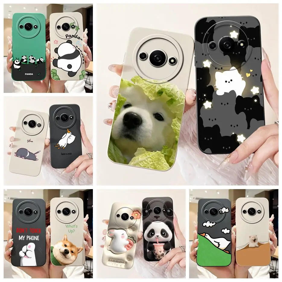 For Xiaomi Redmi A3 Case PocoC61 Cute Funny Cartoon Cover Shockproof Phone Case For Xiaomi Poco C61 C 61 RedmiA3 Soft TPU Fundas