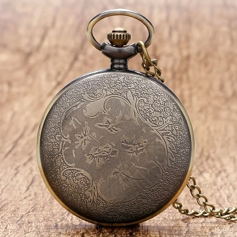 Vintage Bronze Car Brass Pattern Pocket Watch, Presente Movimento Único, Relógio para Crianças, Derreter Crianças