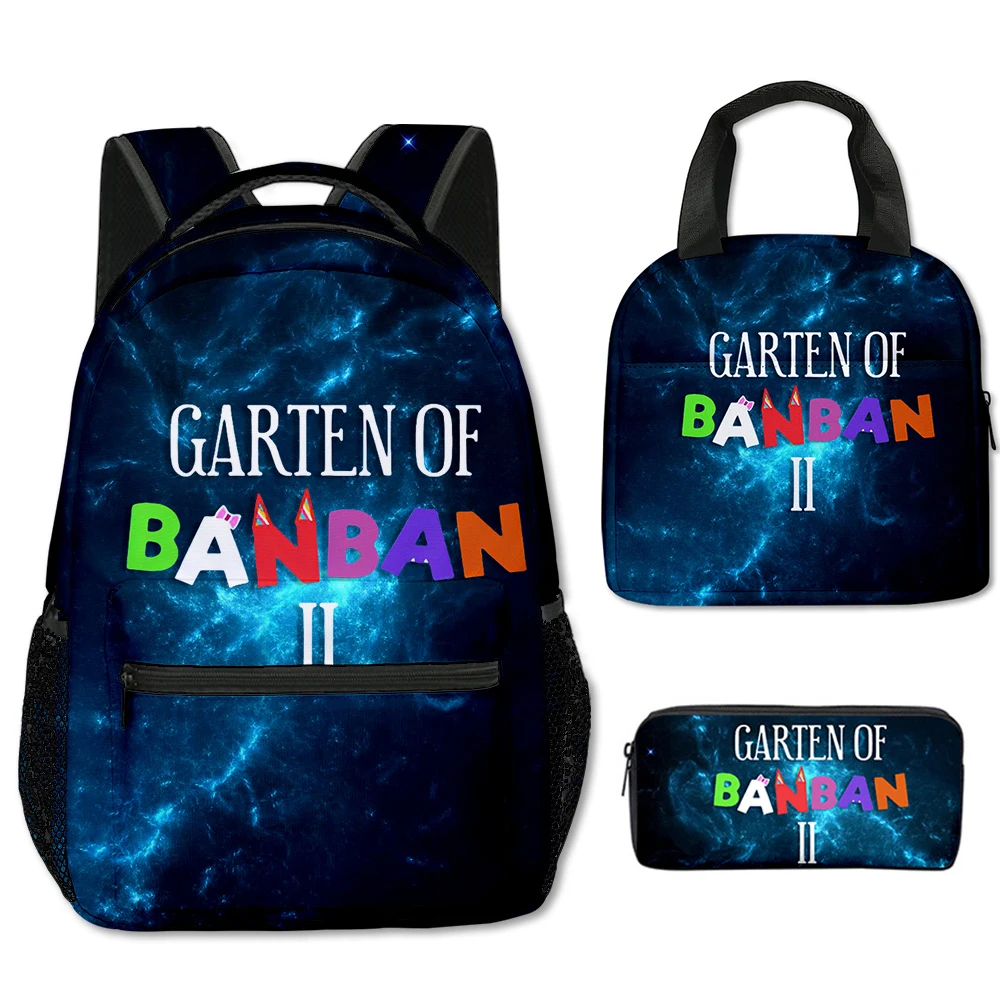Fashion Novelty Cool Garten of Banban 3D Printed 3pcs/Set Student School Bags Laptop Backpack portable Lunch bag Pencil Case