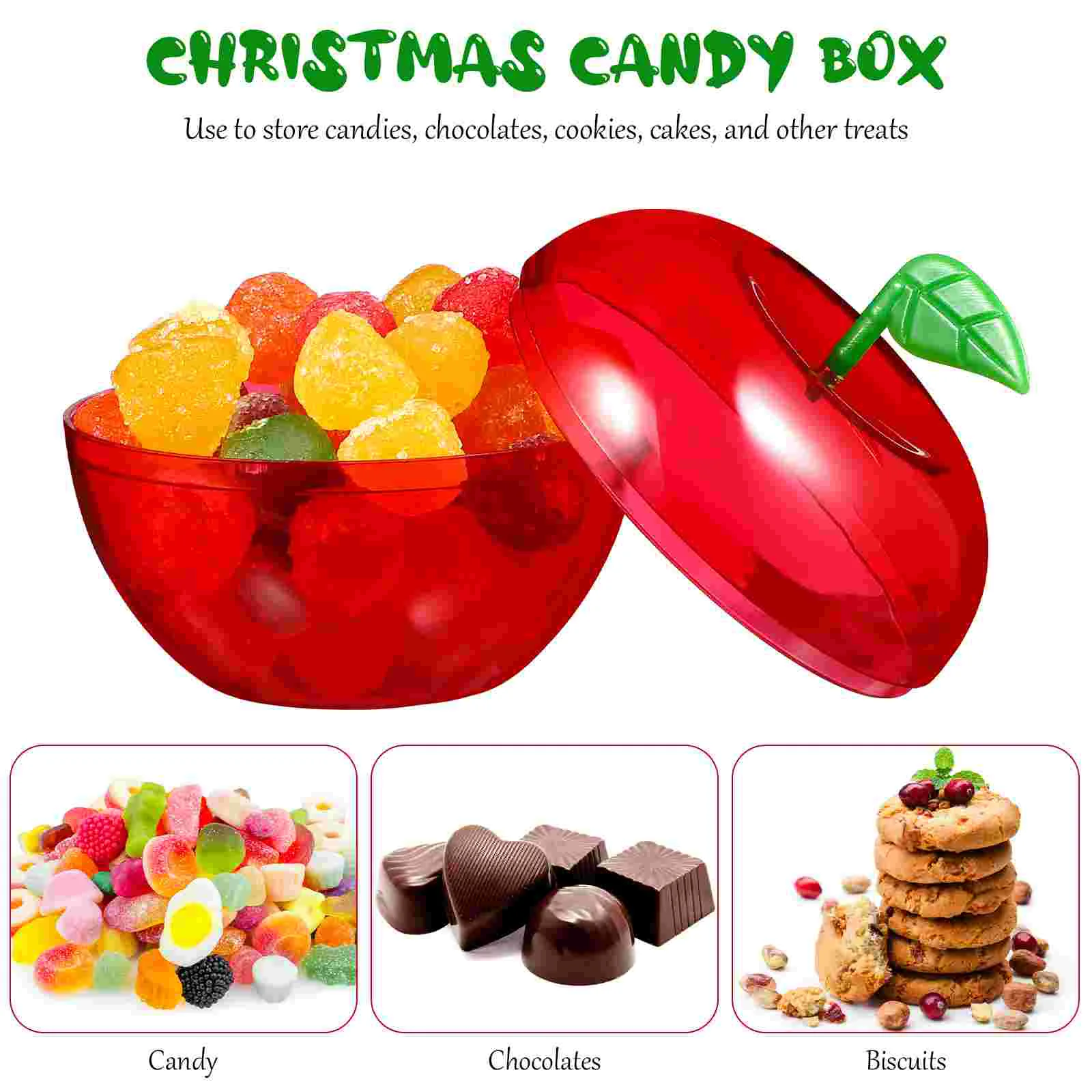 12 Pcs Apple Candy Box Christmas Tree Decorations Jars Cases Boxes Decorative Ornaments Apples Containers -shaped Gifts