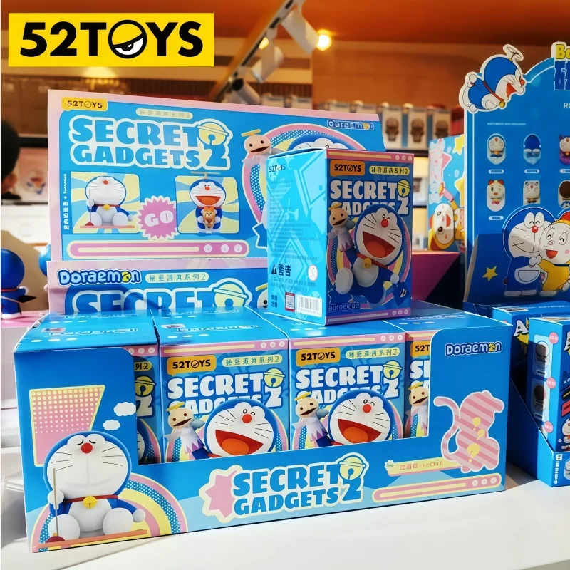 52toys Doraemon Anime Toy Secret Prop Series 2 Blind Box Cute Dingdang Desktop Decoration Figure Model Doll Toys Collection Gift