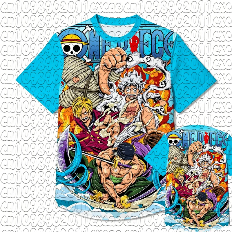 One Piece Luffy Gear5 Zoro Sanji 3D Print Quick Dry Crew Neck Soccer Jersey Unisex Summer Breathable Sports Short Sleeve Tee