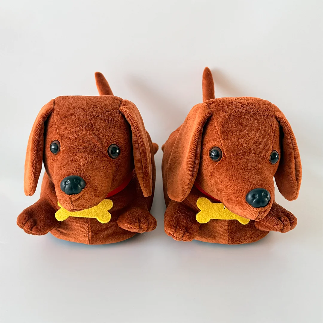 2025 جديد عيد الميلاد الألماني نعال قماش Kawaii الكرتون الكلب البني محشوة الأحذية داخلي الحيوانات حذاء هدايا عيد الميلاد عيد الميلاد