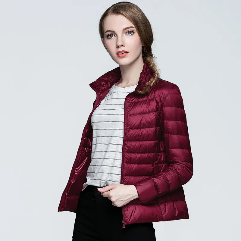 Chaqueta de plumón de pato blanca ultraligera para mujer, abrigo cálido informal de talla grande, Parka con capucha, otoño e invierno, 2020, novedad