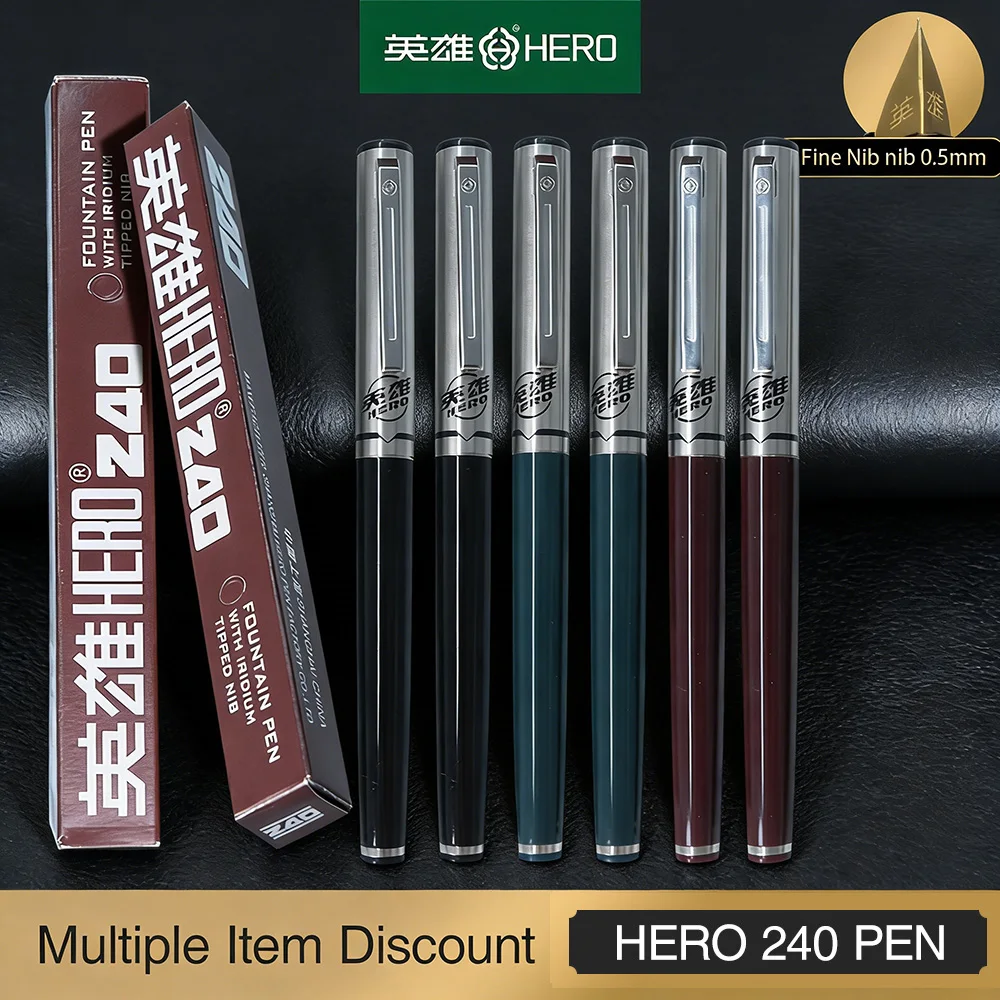 

Hero 240 Retro Fountain Pen Classic Design 0.5mm Fine Stainless Steel Fountain Pen Retro Aircraft Duckbill Nib Business Office