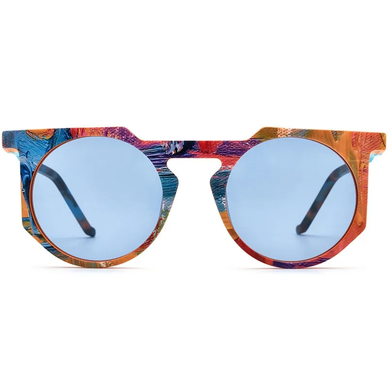 

Новые поляризационные высококачественные цветные солнцезащитные очки, мужские круглые модные ацетатные красочные очки, мужские оптические женские очки UV400, 143 мм