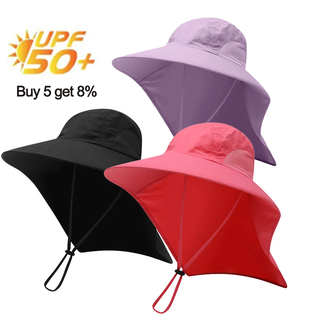 

Wide Brim Sun Hat With Neck Cap Wide Brim Bucket Hat Quick Dry Fishing Hat Outdoor Sports Fishing Camping Hiking Support wholesa