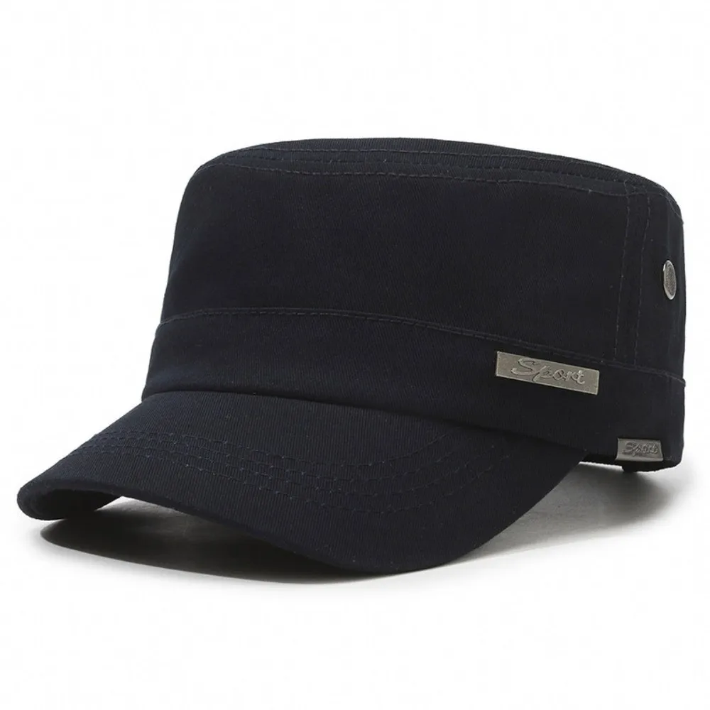 

New Sunscreen Cadet Hat Cotton Adjustable Sun Hat Anti-UV Casual Flat Top Hats Outdoor