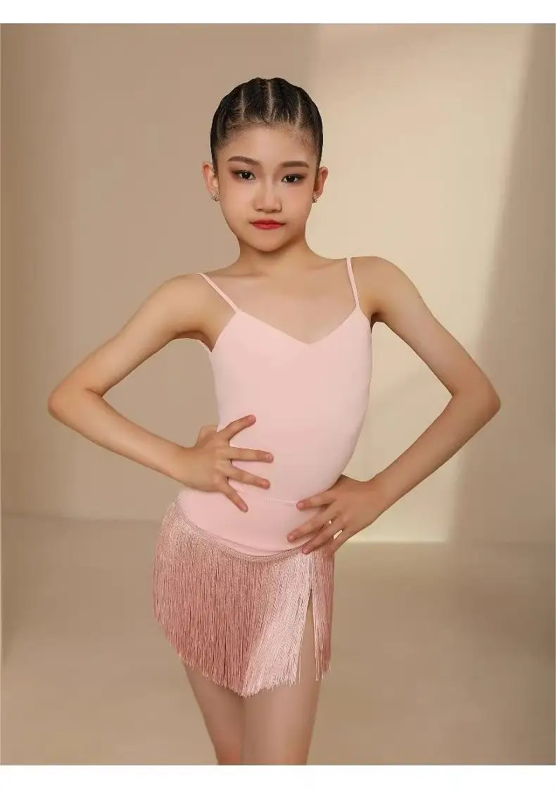 customized women adult girls Latin dance costumes high-end practice suit camisole tops hollowed out set performance fringe dress