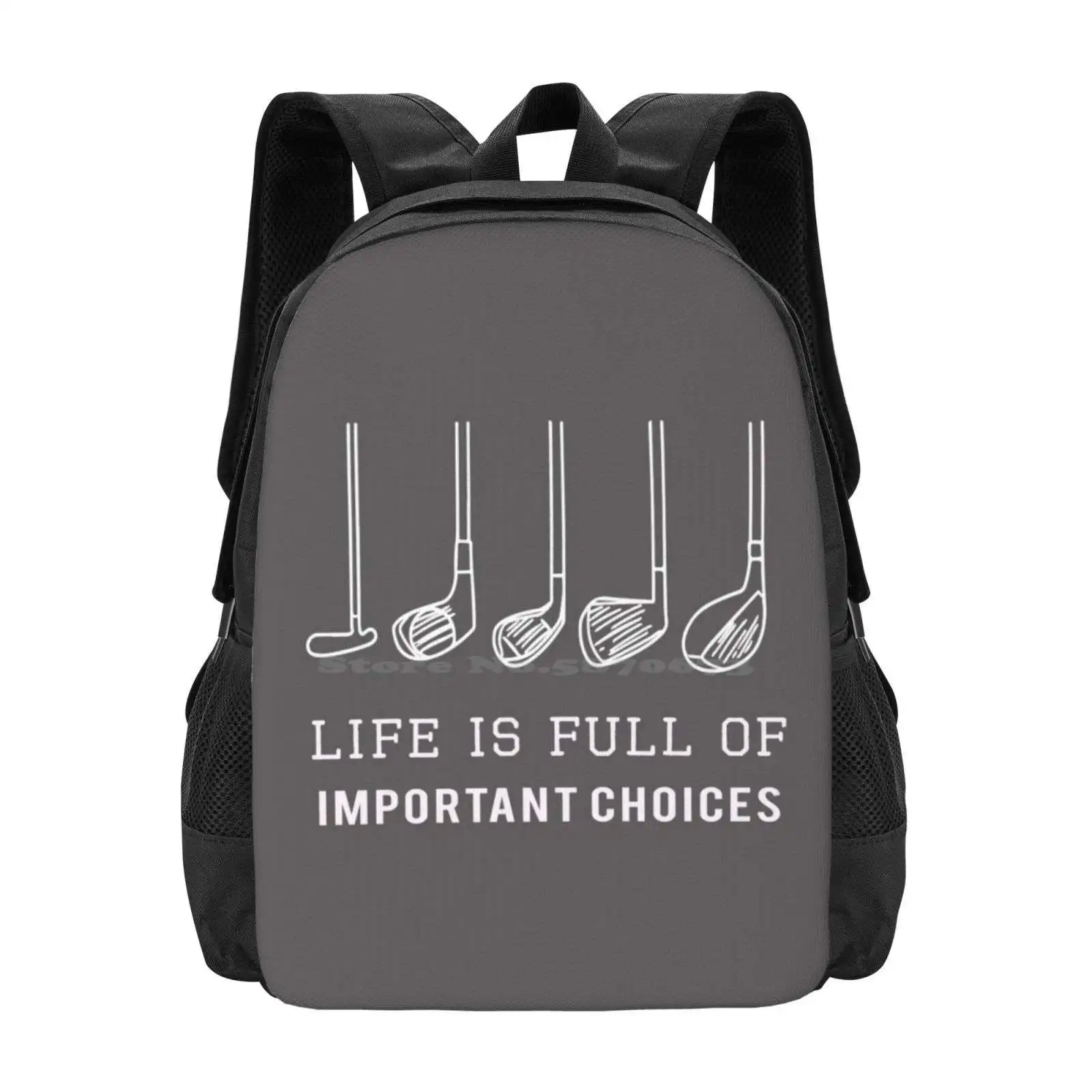 Funny Life Is Full Of Important Choices Golf Gift For Golfers Hot Sale Backpack Fashion Bags Boys Golf Christian Golf Cute Golf