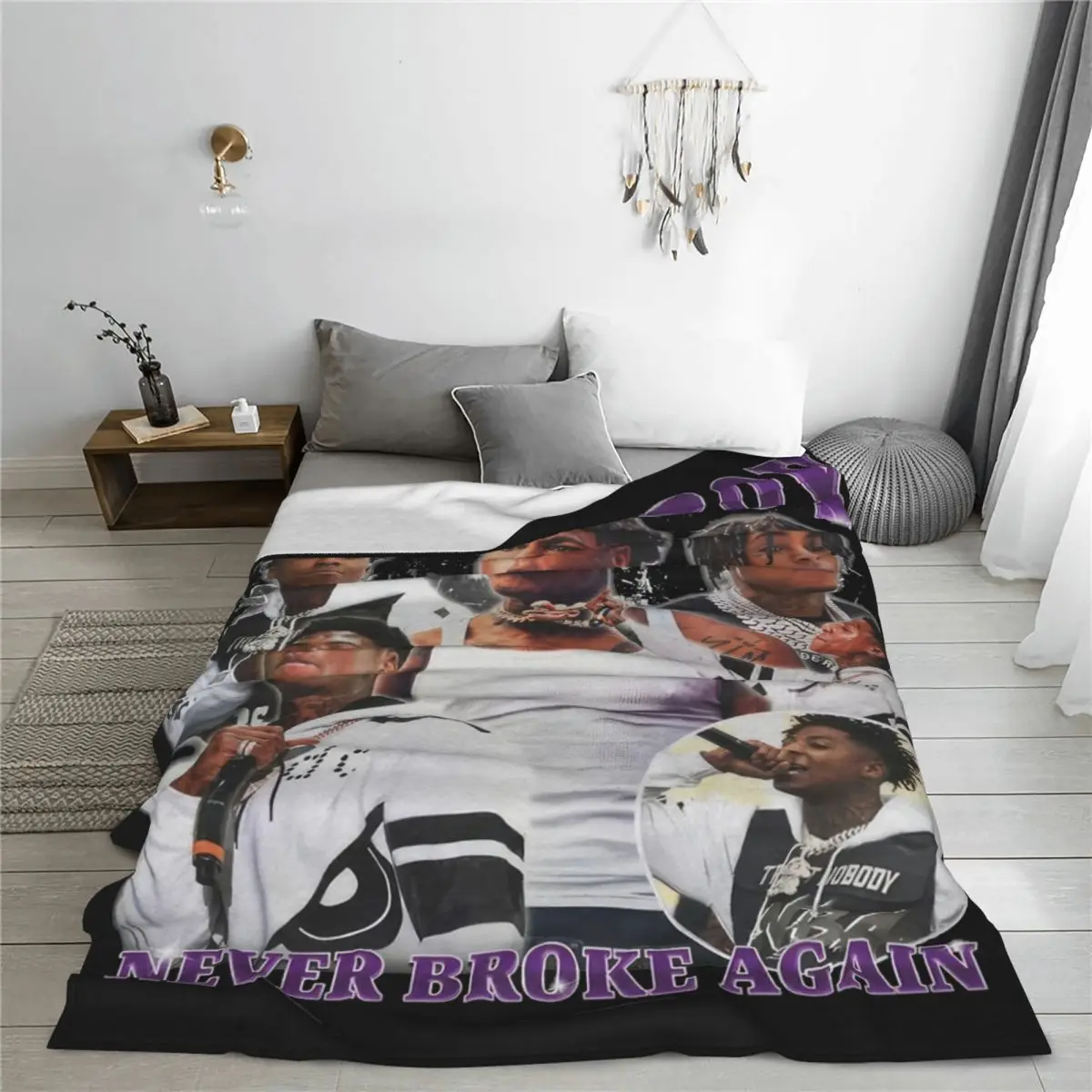 Rapper Youngboy Never Broke Again Blanket Fleece Summer Breathable Warm Throw Blankets for Bedding Bedroom Rug Piece