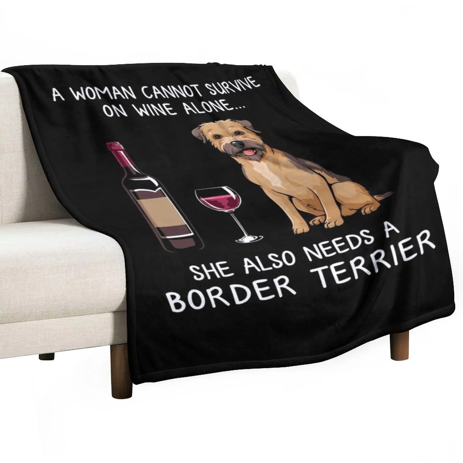 

Border Terrier and wine Funny dog Throw Blanket Retro Blankets Softest Blanket