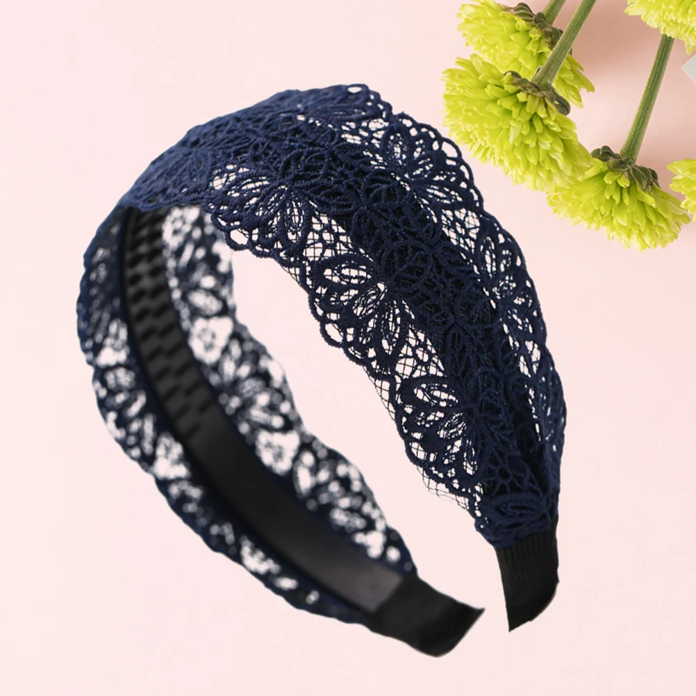 2 pçs laço bandana de cabelo largo headwear antiderrapante bandana moda acessórios de cabelo para mulheres meninas (preto e azul marinho)